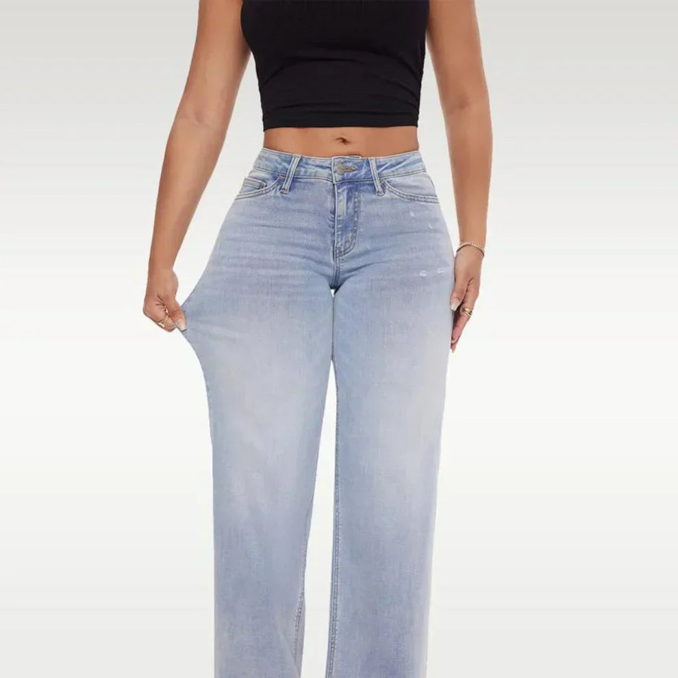 Lifting Mid-Low Rise Stretch Wide-Leg Baggy Jeans