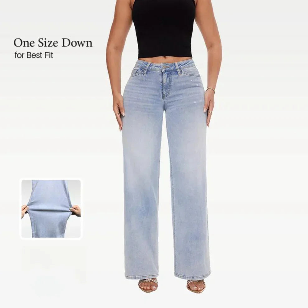 Lifting Mid-Low Rise Stretch Wide-Leg Baggy Jeans