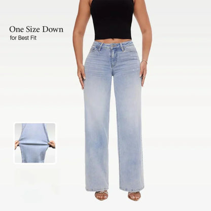 Lifting Mid-Low Rise Stretch Wide-Leg Baggy Jeans