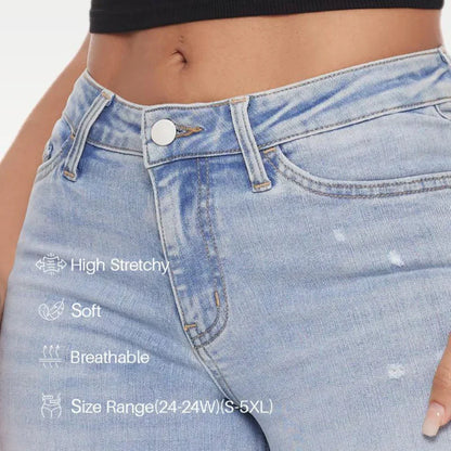 Lifting Mid-Low Rise Stretch Wide-Leg Baggy Jeans
