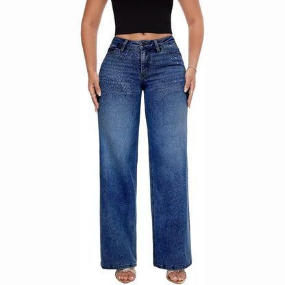 Lifting Mid-Low Rise Stretch Wide-Leg Baggy Jeans