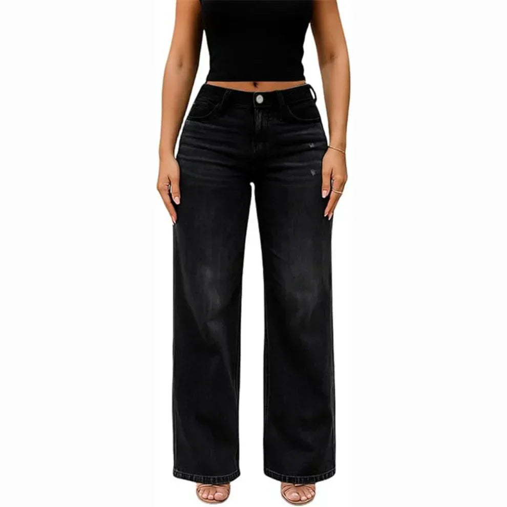 Lifting Mid-Low Rise Stretch Wide-Leg Baggy Jeans