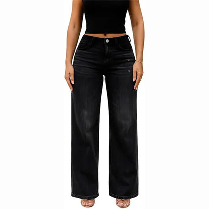 Lifting Mid-Low Rise Stretch Wide-Leg Baggy Jeans